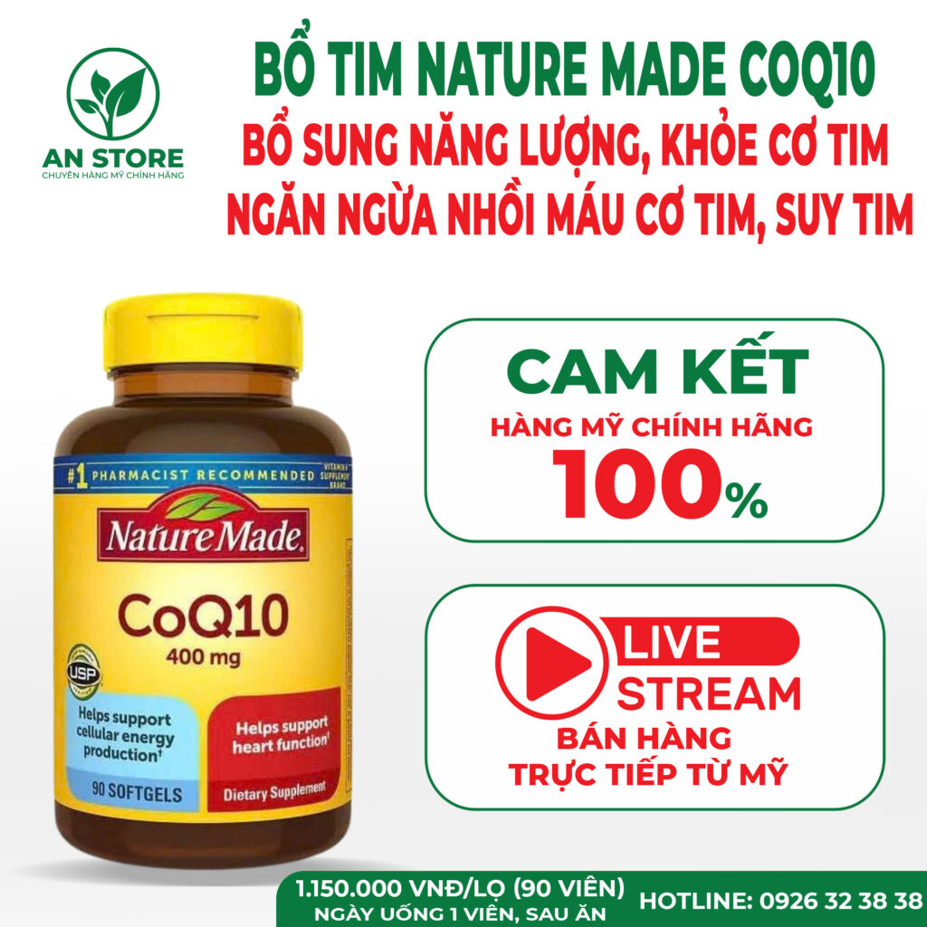Thuốc Bổ Tim Nature Made CoQ10 400mg 90 Viên Của Mỹ