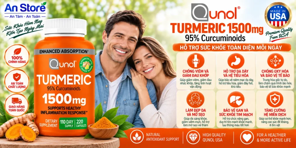 Công Dụng Tuyệt Vời Của Viên Uống Tinh Chất Nghệ Qunol Turmeric 1500mg 