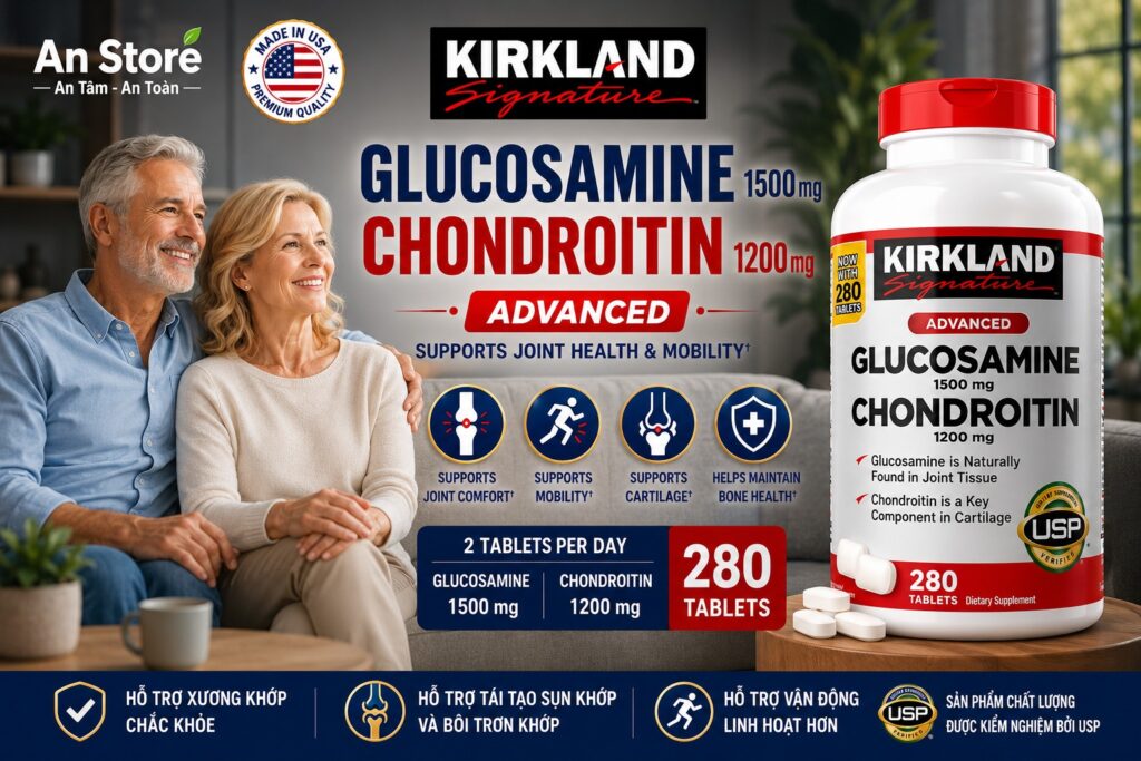 Thuốc Bổ Khớp Kirkland Glucosamine 1500mg Chondroitin 1200mg Của Mỹ Chính Hãng.