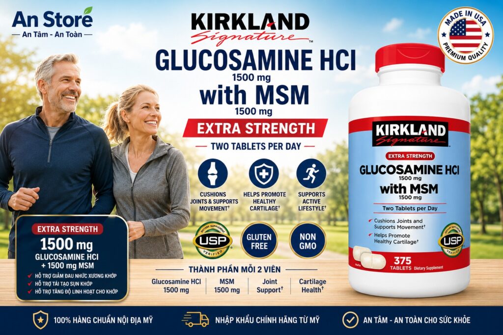 Thuốc Bổ Khớp Kirkland Glucosamine HCL 1500mg With MSM 1500mg Của Mỹ.