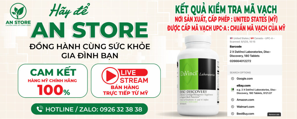 An Store Cam Kết Chỉ Cung Cấp Davinci Disc Discovery 180 Viên Chuẩn Nội Địa Mỹ, Có Mã Vạch UPC-A Của Mỹ