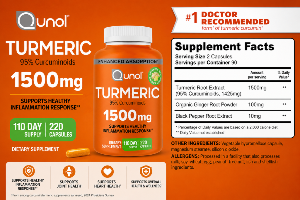 Thành Phần Viên Uống Tinh Chất Nghệ Qunol Turmeric 1500mg