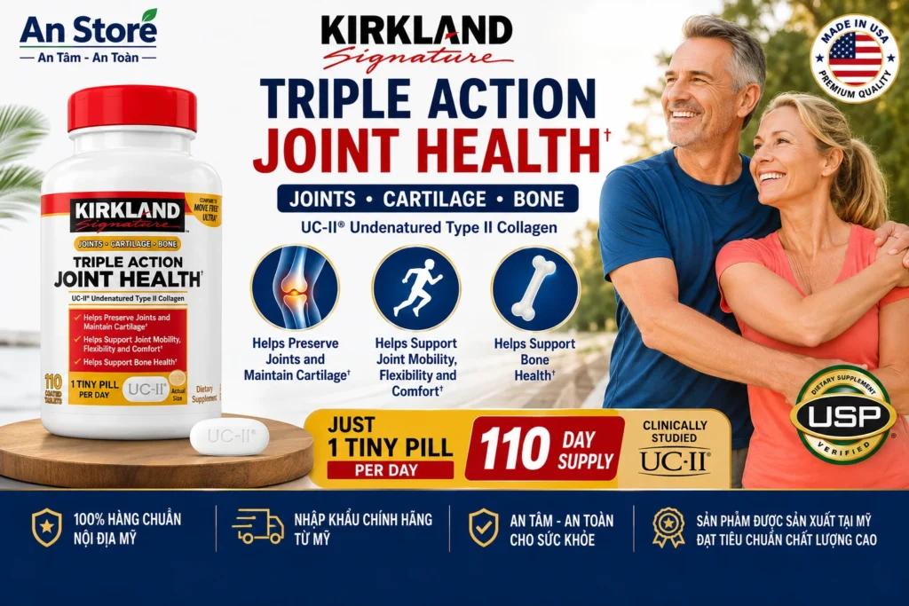 Thuốc Bổ Khớp Kirkland Triple Action Joint Health 110 viên Của Mỹ Chính Hãng