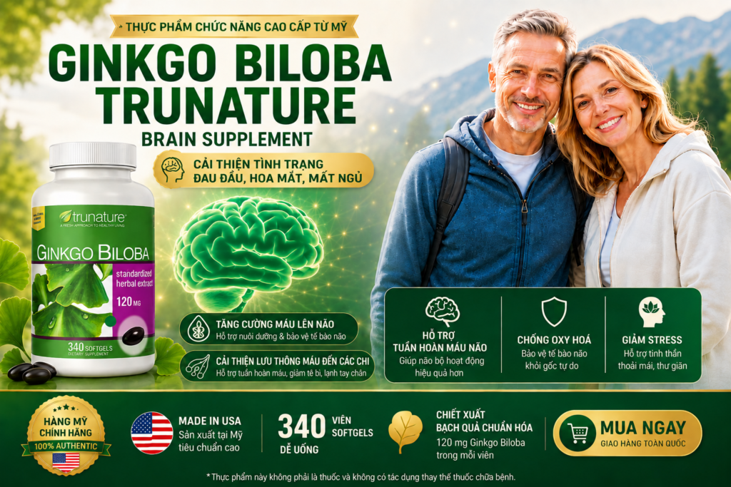 Thuốc Bổ Não Trunature Ginkgo Biloba 120mg 340 Viên Chuẩn Nội Địa Mỹ