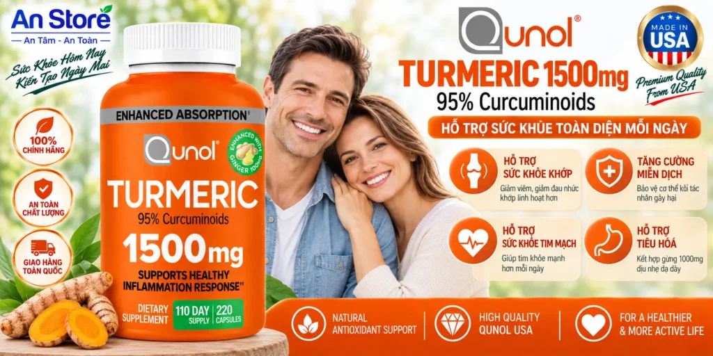 Viên Uống Tinh Chất Nghệ Qunol Turmeric 1500mg 220 Viên Của Mỹ Chính Hãng