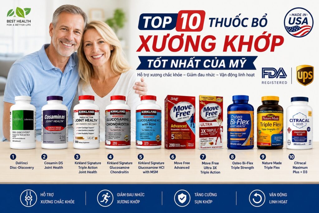 Top 10 Thuốc Bổ Xương Khớp Của Mỹ Được Tin Dùng Năm 2026