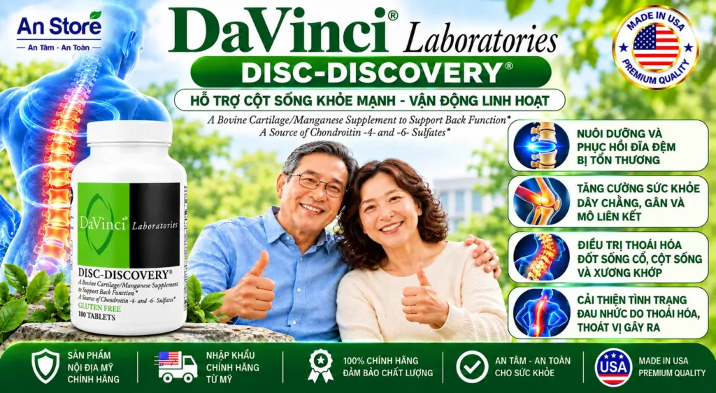 Davinci Disc Discovery 180 Viên Của Mỹ Hỗ Trợ Điều Trị Thoát Vị Đĩa Đệm Và Thoái Hóa Cột Sống