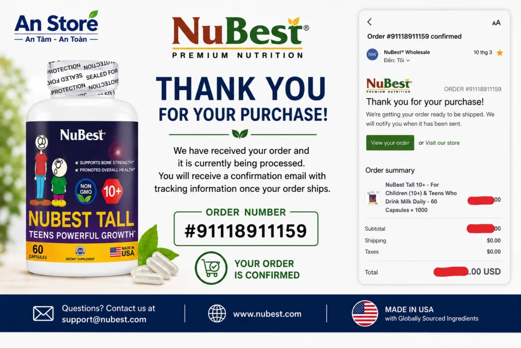 Bill xác nhận An Store mua hàng trực tiếp từ NuBest Inc Hoa Kỳ