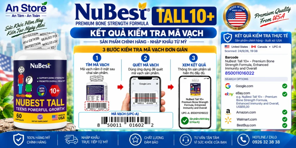 NuBest Tall 10+ Do An Store Cung Cấp Luôn Có Mã Vạch Chuẩn Mỹ UPC-A