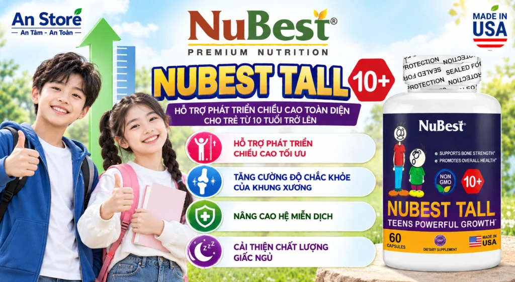 Viên Uống NuBest Tall 10+ Hỗ Trợ Tăng Chiều Cao Cho Trẻ Từ 10 Tuổi Của Mỹ
