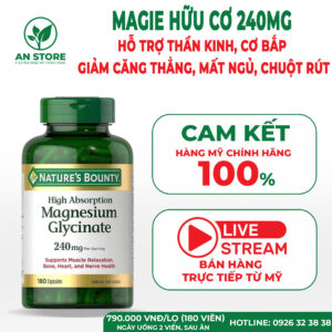 Viên Uống Magie Hữu Cơ Magnesium Glycinate 240mg Của Mỹ