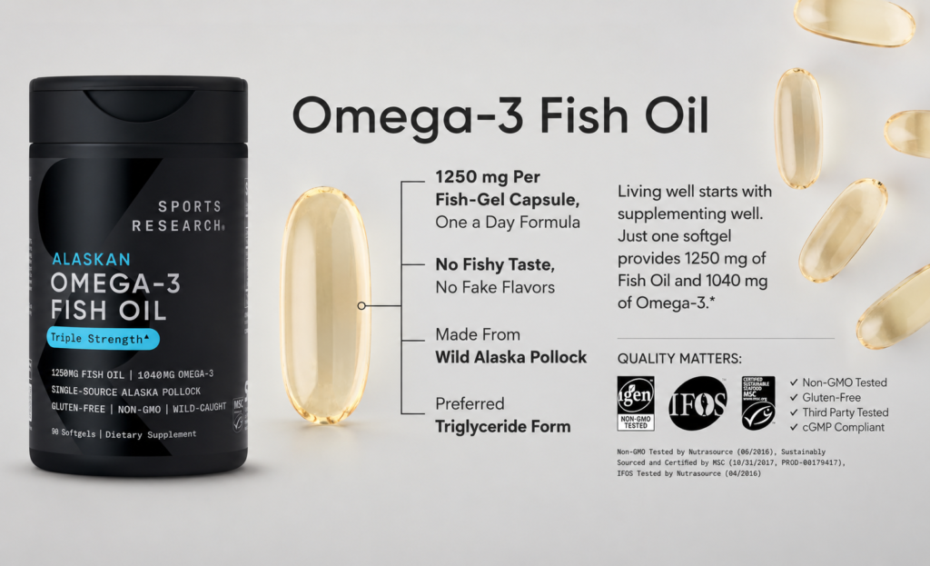 Dầu cá Omega 3 Sports Research 90 viên của Mỹ chính hãng