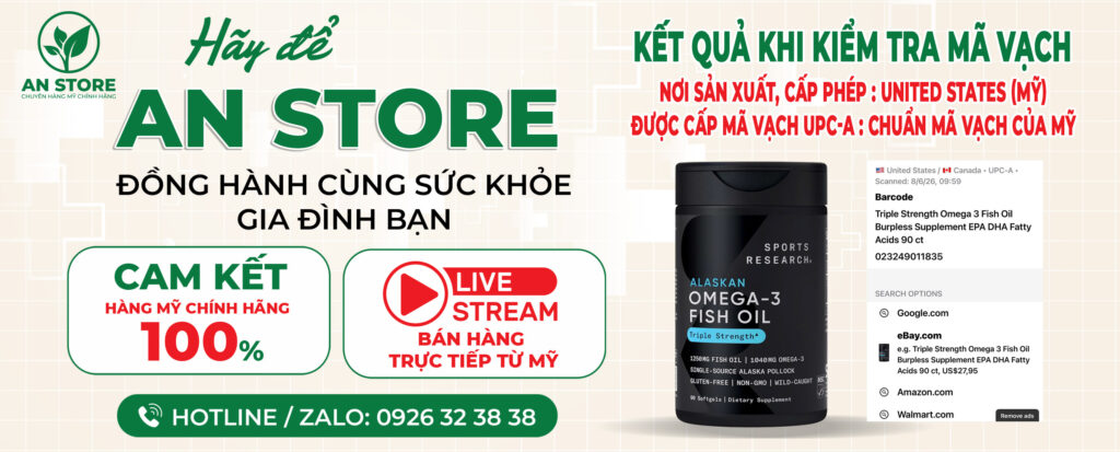 Dầu Cá Sports Research Do An Store Cung Cấp Luôn Có Mã Vạch Chuẩn Mỹ UPC-A
