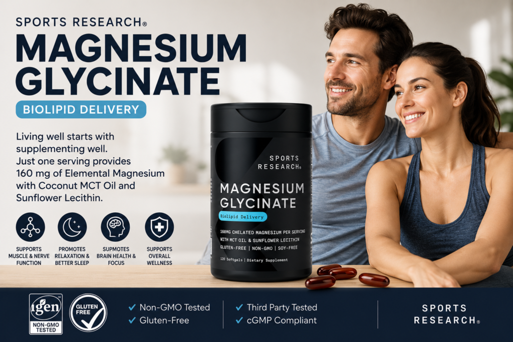 Magie Hữu Cơ Sports Research Magnesium Glycinate Của Mỹ