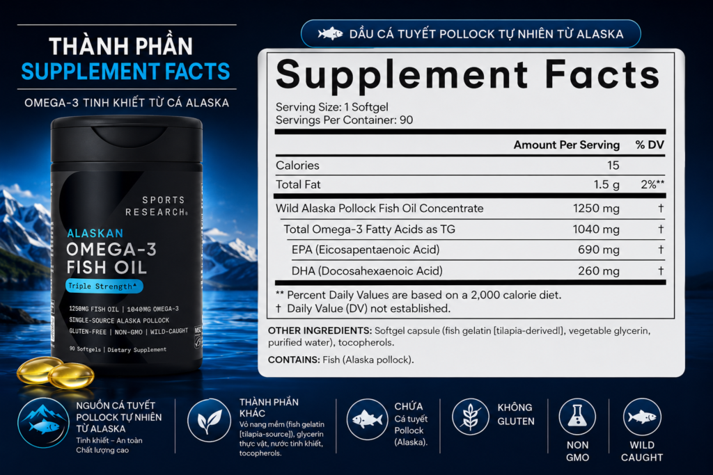Thành Phần Tinh Khiết Trong Dầu Cá Sports Research Của Mỹ