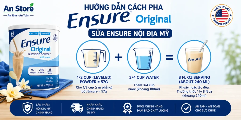 Cách Pha Sữa Bột Ensure Original Nutrition Powder 397g Đúng Chuẩn Hướng Dẫn