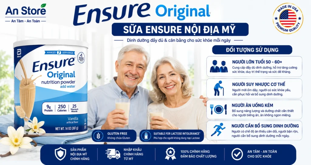 Đối Tượng Sử Dụng Sữa Bột Ensure Original Nutrition Powder 397g Nội Địa Mỹ