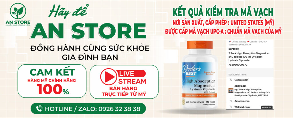 Magnesium Lysinate Glycinate 200mg Do An Store Cung Cấp Luôn Có Mã Vạch Chuẩn Mỹ UPC-A