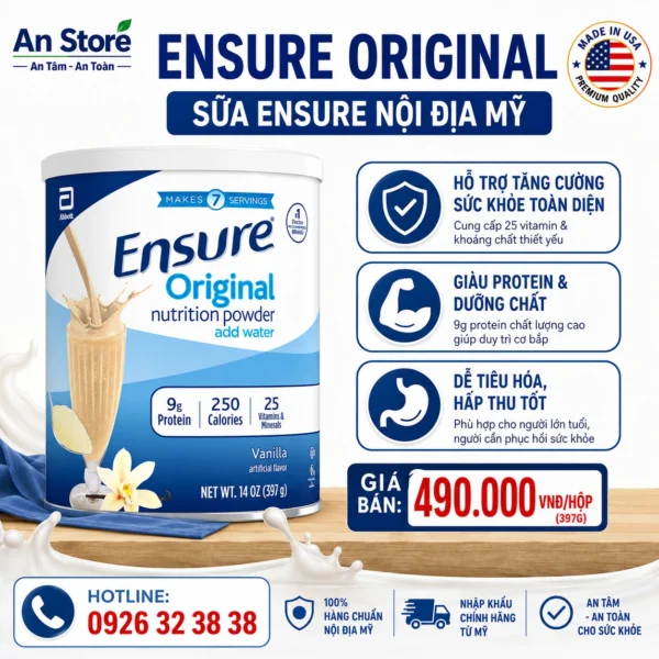 Sữa Bột Ensure Original Nutrition Powder 397g Nội Địa Mỹ