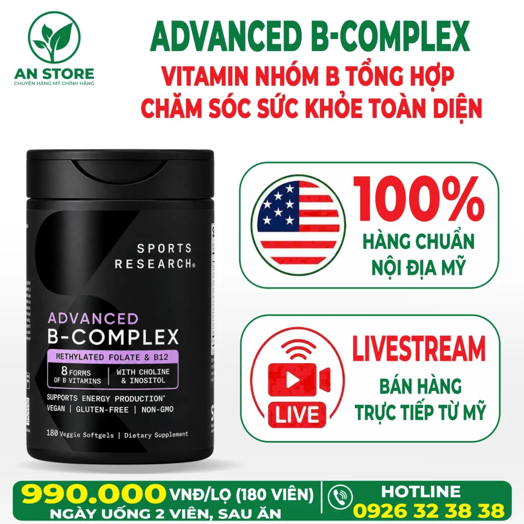 Viên Uống Sports Research Advanced B Complex Của Mỹ