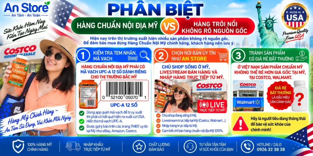 Phân Biệt Hàng Chuẩn Nội Địa Mỹ Và Hàng Trôi Nổi, Không Rõ Nguồn Gốc  