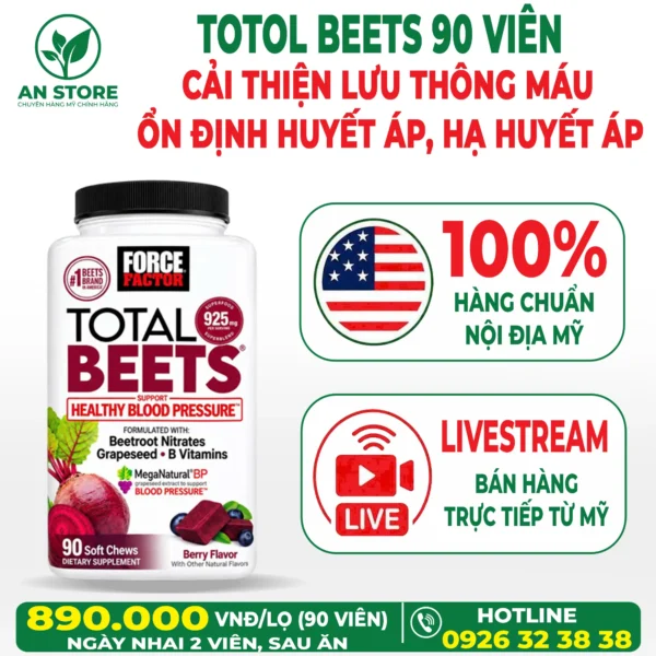 Viên Nhai Ổn Định Huyết Áp Force Factor Total Beets Của Mỹ