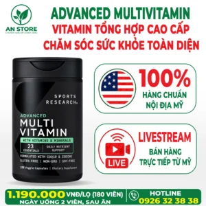 Vitamin Tổng Hợp Sports Research Advanced Multivitamin 180 Viên Của Mỹ