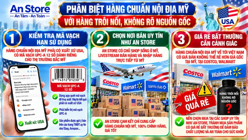 Phân Biệt Hàng Chuẩn Nội Địa Mỹ Với Hàng Trôi Nổi, Không Rõ Nguồn Gốc